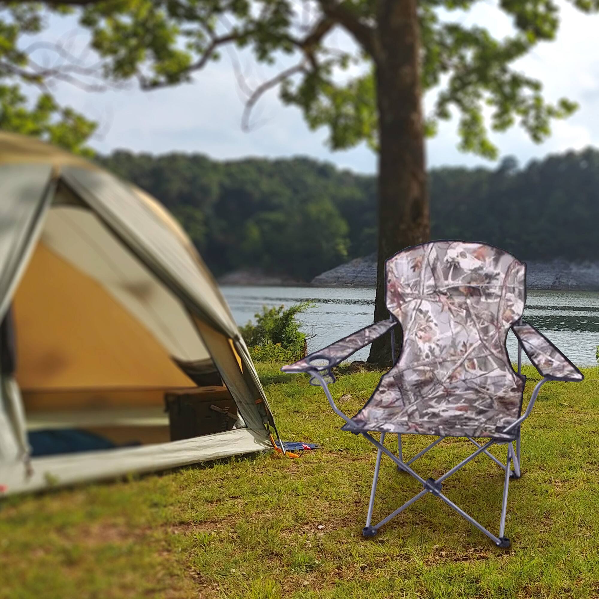 Alt View 3. Four Seasons Courtyard - Four Seasons Courtyard Oversized Polyester Arm Chair w/Durable Steel Frame, Camo - Camo.