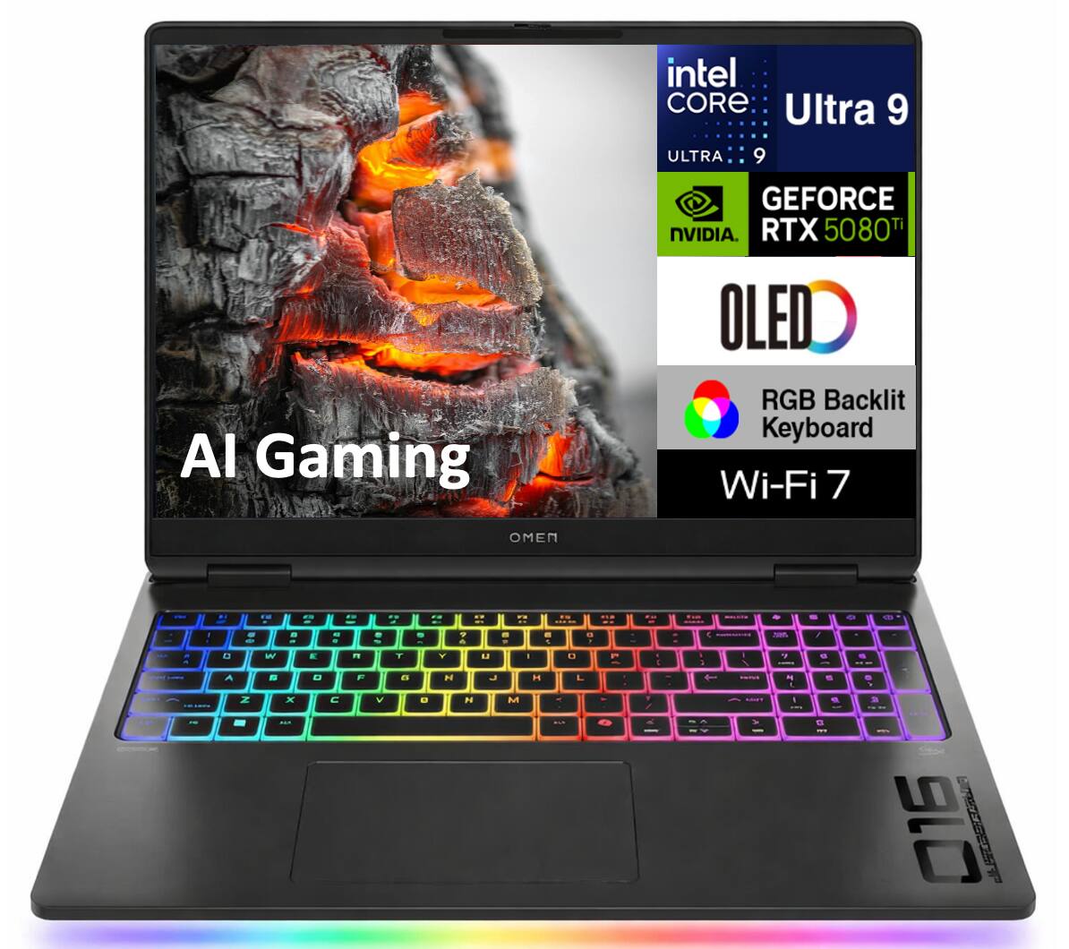 intel CORE Ultra 9 ULTRA 9 Al Gaming GEFORCE NVIDIA RTX 5080Th OLED RGB Backlit Keyboard Wi-Fi 7 OMEN