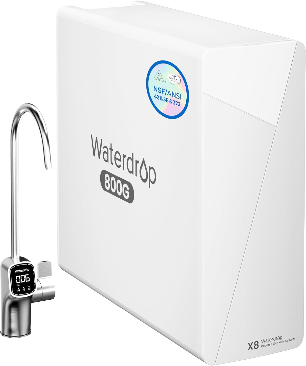C NSF/ANSI 42 & 58 & 372  
Waterdrop 800G  
Waterdrop 006  
12 FS  
Waterdrop Oemesis System X8 Reverse