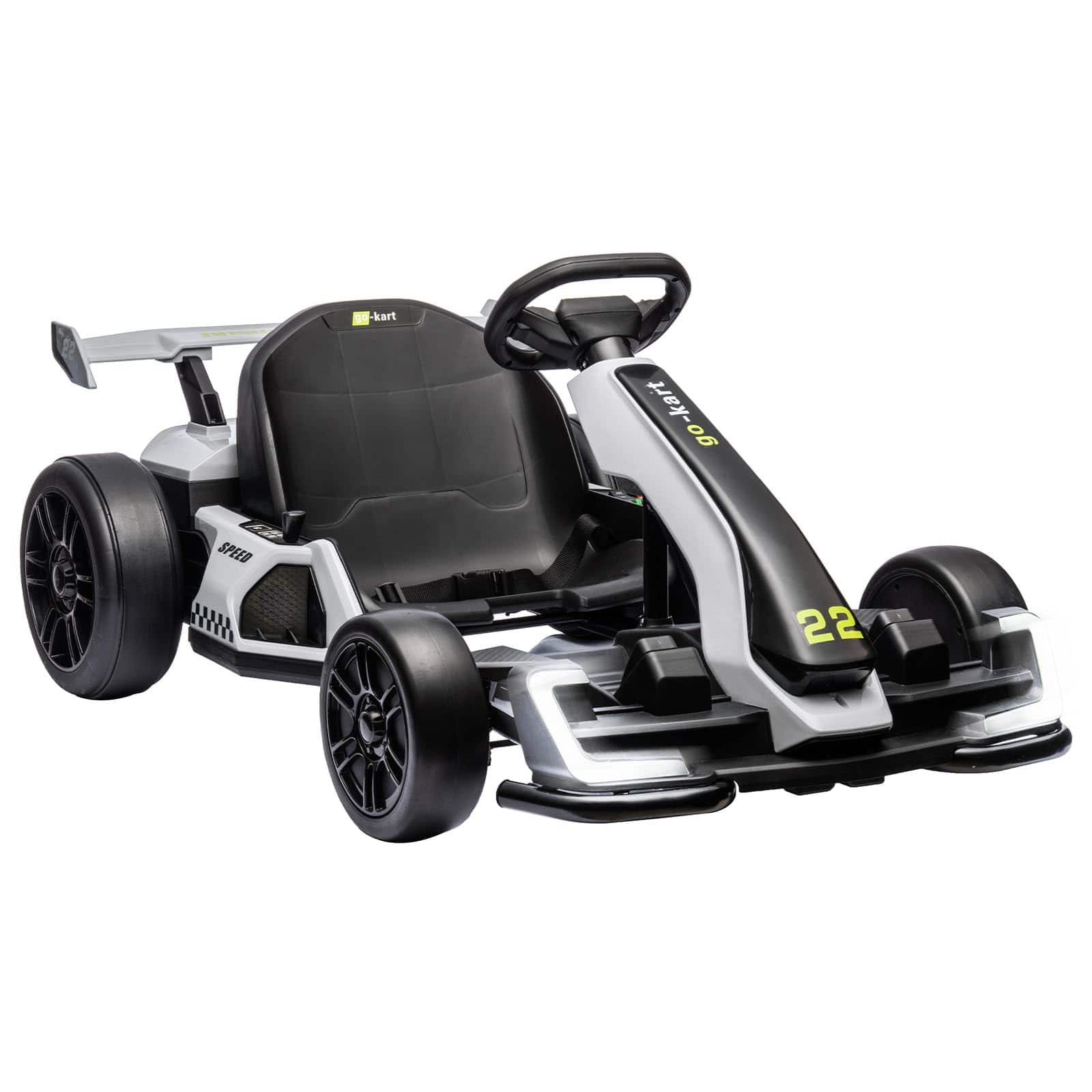 Acekool - 24V Kids Electric Drift Kart, Outdoor Racing Ride-On Toy - White