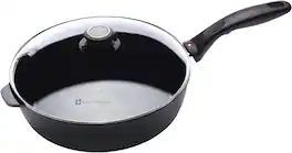 Swiss Diamond - HD Nonstick 3.8 qt Saute Pan with Glass Lid, Induction - Black