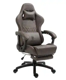 Dowinx - High Back Gaming Chair with Massage Lumbar Support, Game Chair with Adjustable Headrest, Ergonomic Office Chair - Brown
