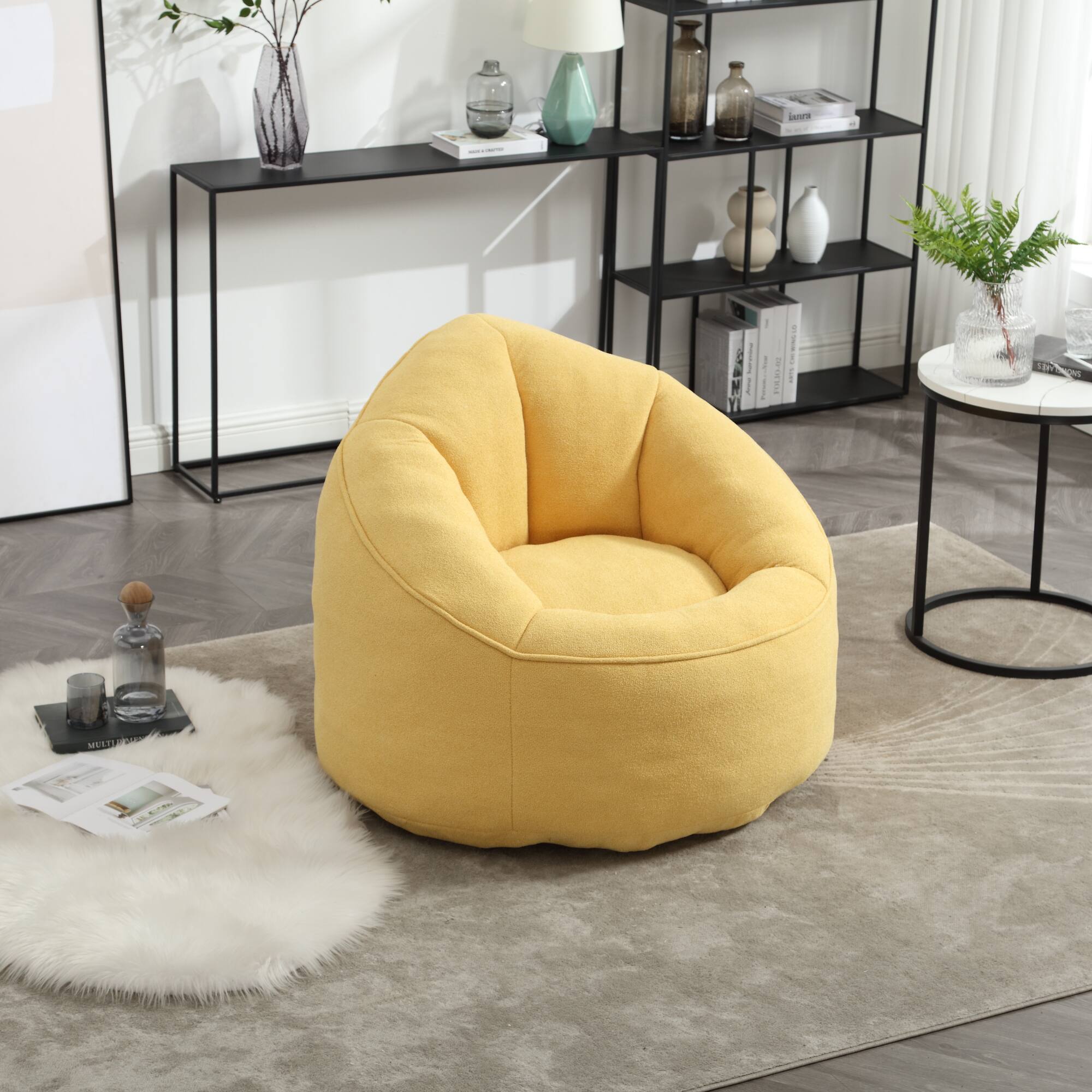 Alt View 8. GOODSILO - Premium Microfiber Bean Bag Sofa Chair with Detachable Footrest for Ultimate Comfort and Relaxation - Yellow.