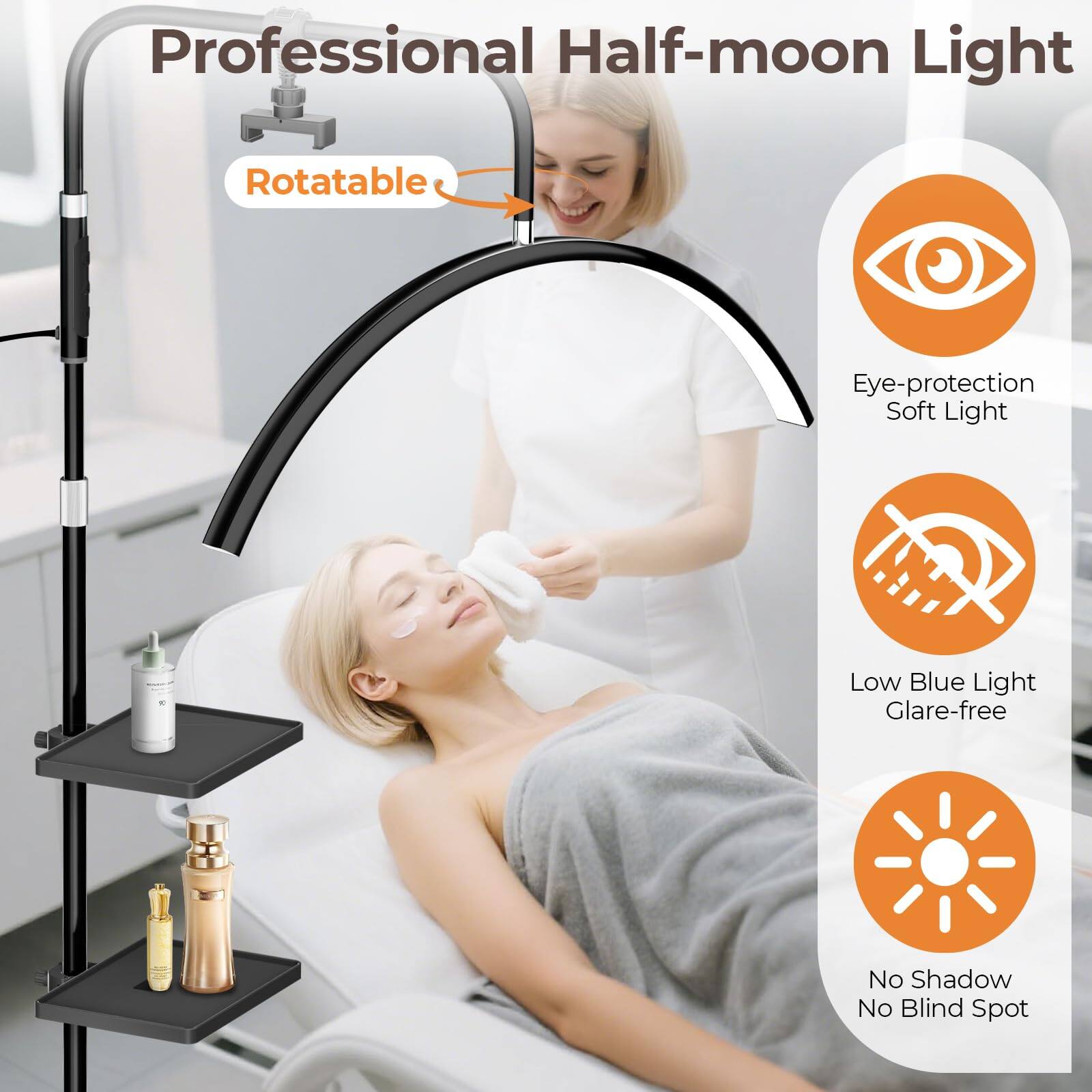 Professional Half-moon Light

- Rotatable
- Eye-protection Soft Light
- Low Blue Light Glare-free
- No Shadow No Blind Spot