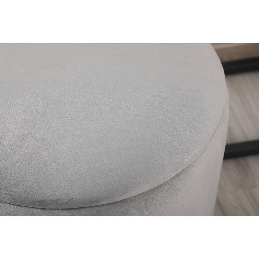 Angle. Elegant Decor - Ozman round 14 inch ottoman in gray - Gray.