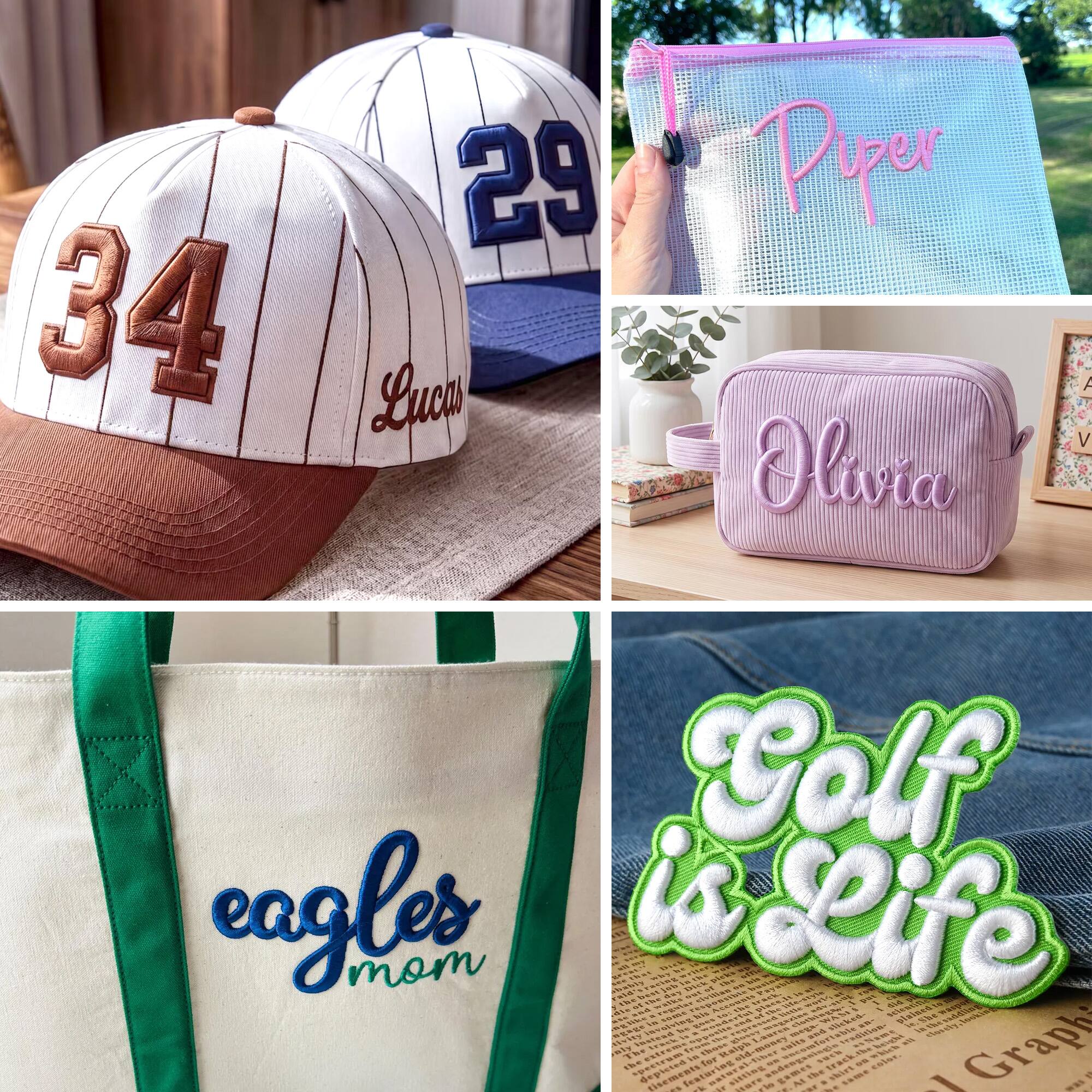 29 34 Lucas  
Piper Olivia  
A V  
Golf is Life  
eagles mom