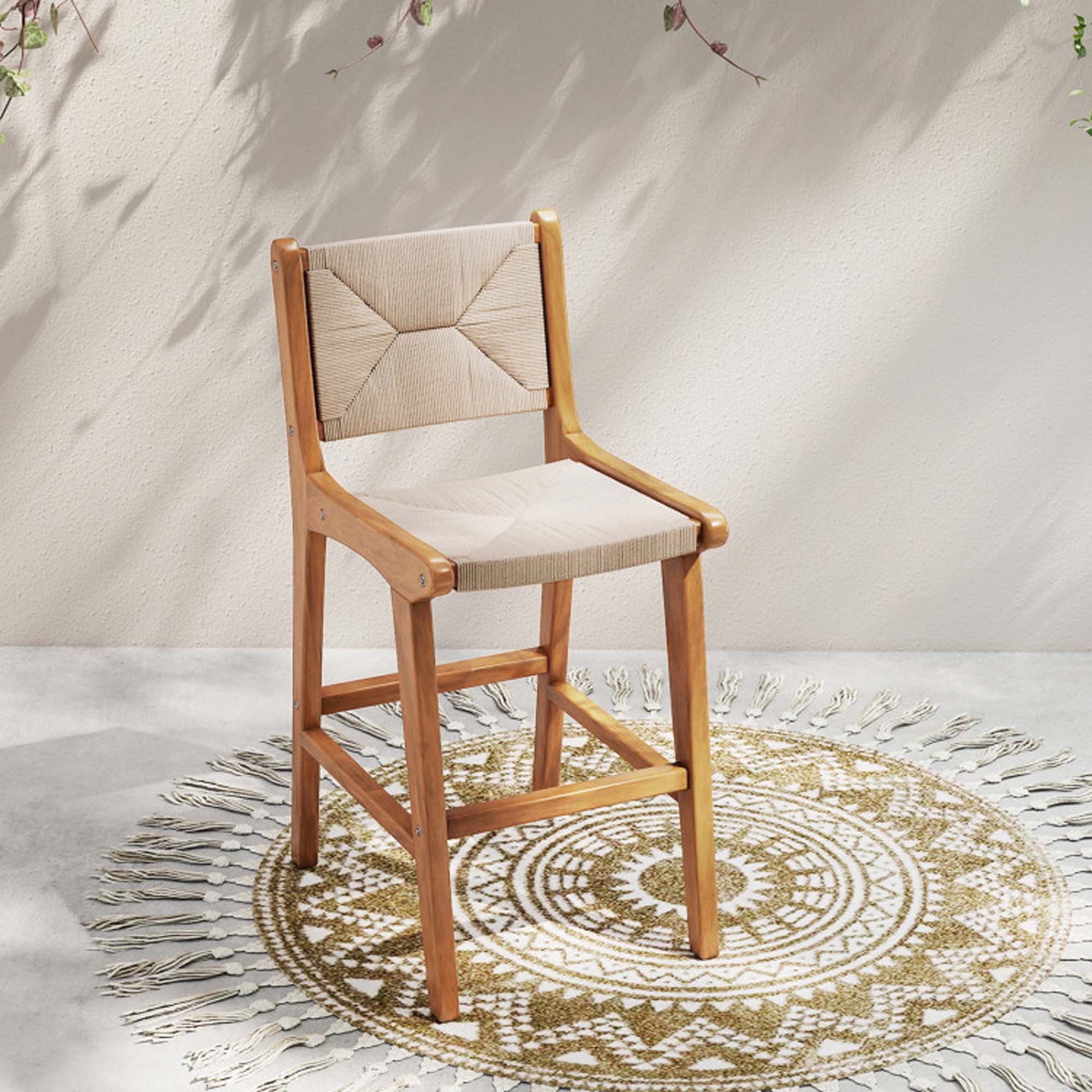 Alt View 1. Boyel Living - Brown Outdoor Patio Wood Set of 1 Bar Stools - Beige.