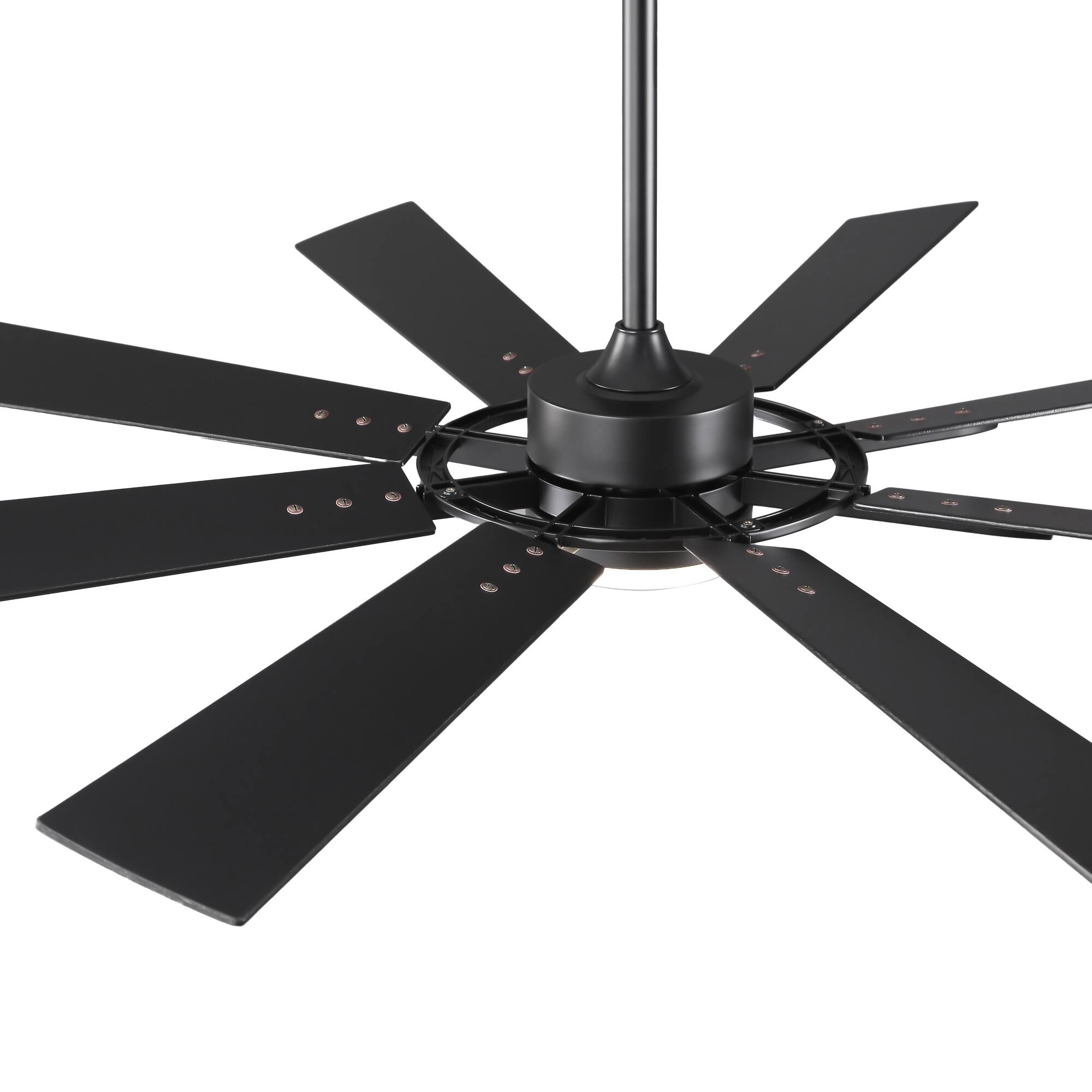 Alt View 8. Vaczon - 60" Matte Black Large Ceiling Fan with LED Light and Reversible Blades - Matte Black.