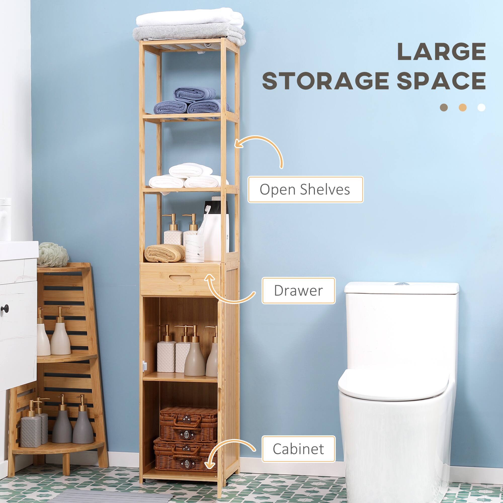 LARGE STORAGE SPACE
Open Shelves
Drawer
Cabinet
