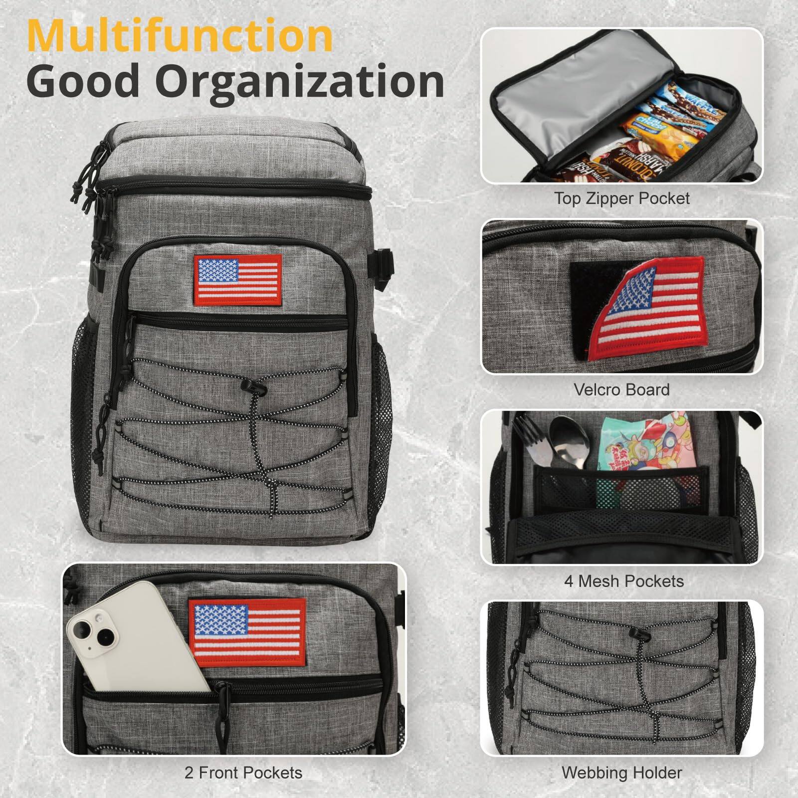 Alt View 2. Live At Space - Backpack Cooler  25l Insulated Leak proof Heavy Duty Large Lunch Waterproof Ice Chest For Men Women Adults Work Daytrip - Black Camo.