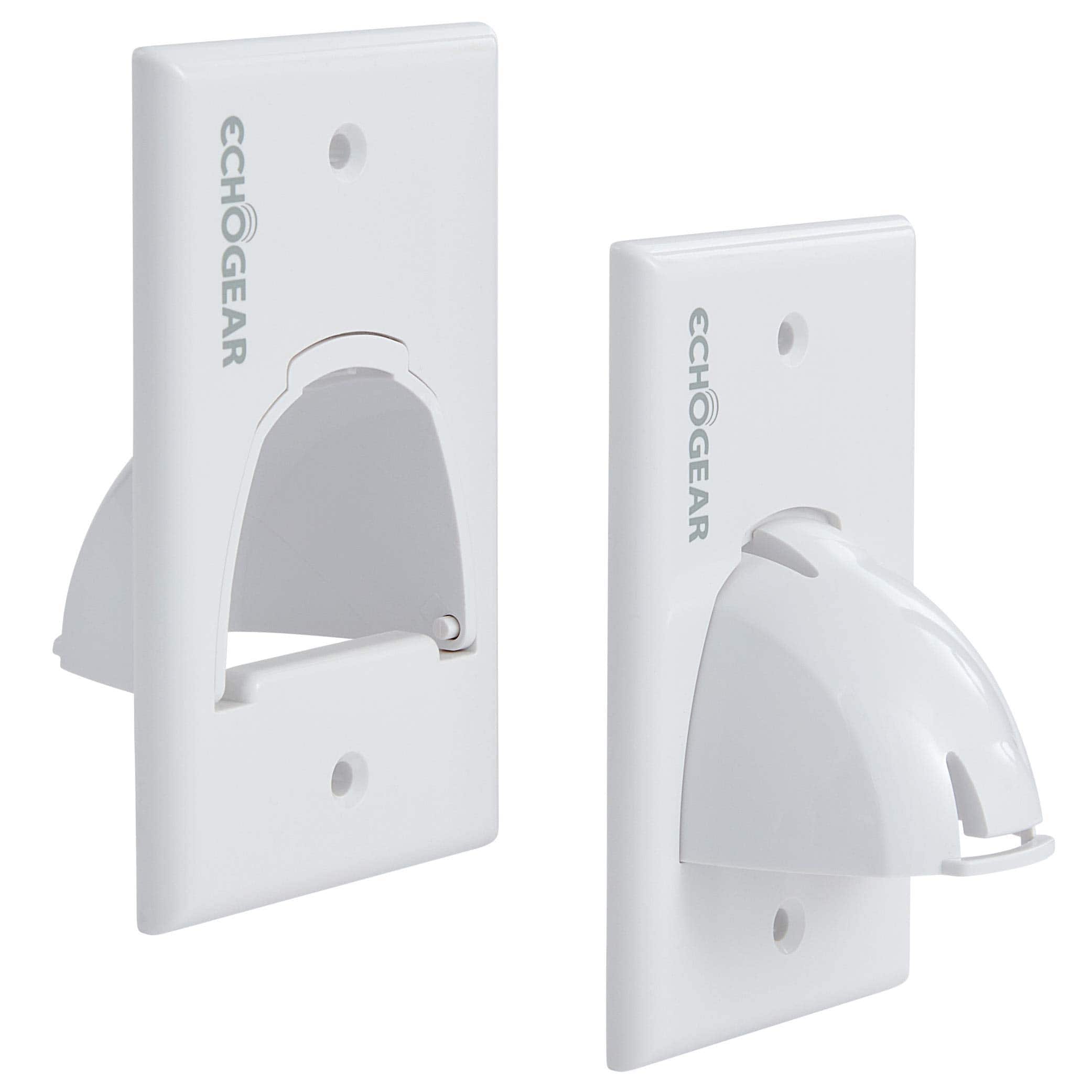 ECHOGEAR - In-Wall Cable Hider - Single Gang Pass-Through Pair - Manage 8 Low Voltage Cords - Quick Install with Wall Template - White