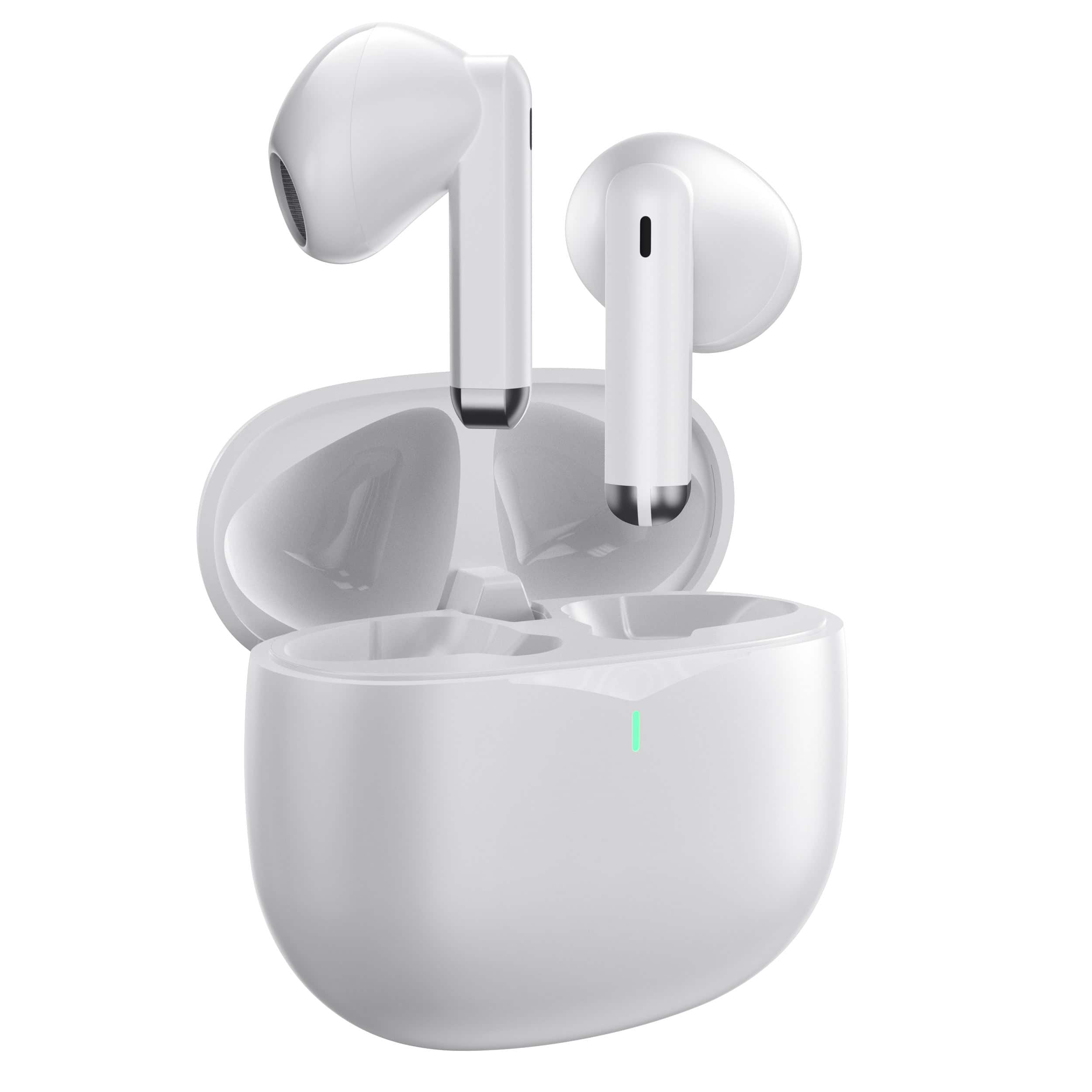 PRIMEPLUS - E28 True Wireless Earbuds with ENC Noise Cancelling, Bluetooth 5.3, Low Latency Gaming, IPX5 Waterproof, 20H Playtime - White