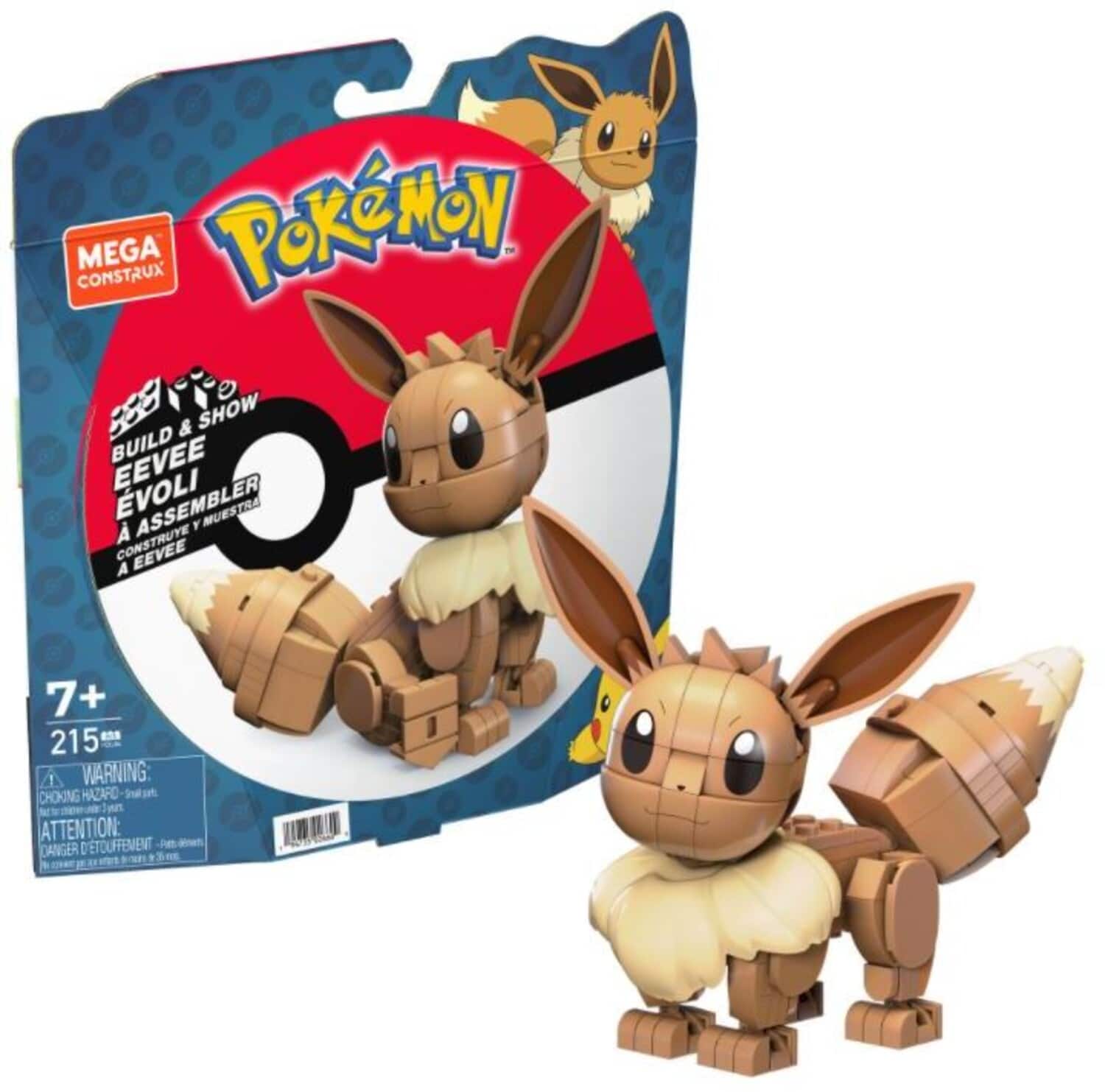 Mega Bloks - Pokemon: Build & Show Eevee, 215 Piece Building Toy Set - COLLECTABLES - Multicolor