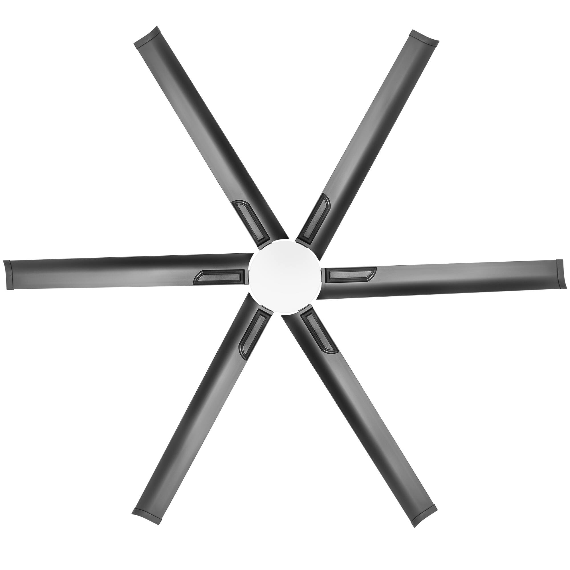 Alt View 9. Breezary - 72-Inch Ceiling Fan with LED Light, DC Motor, 6 Aluminum Blades, Remote Control, 6 Speeds, Downrod Mount - Matte Black.