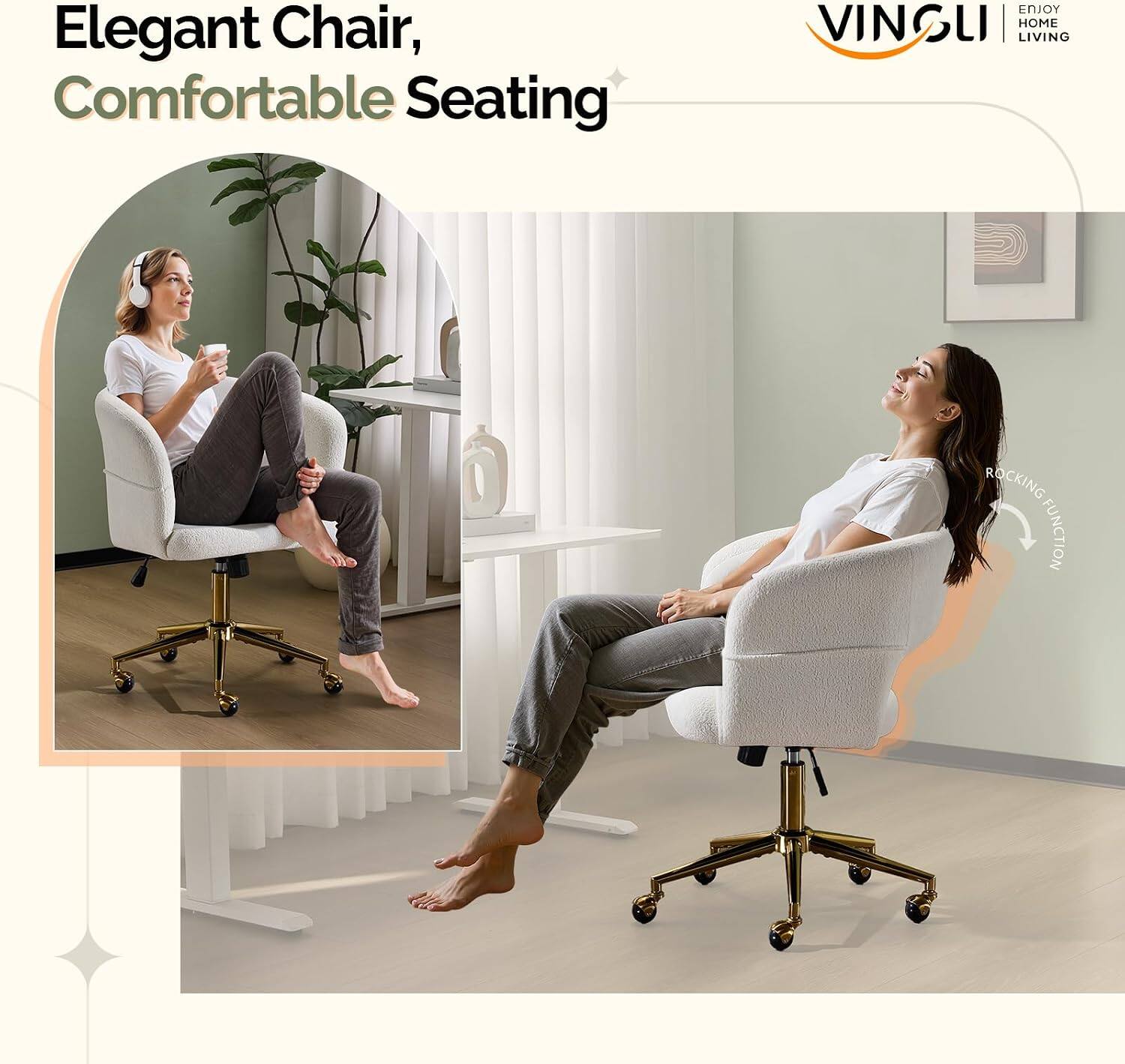Elegant Chair, Comfortable Seating  
ENJOY VINGLI LIVING HOME ROCKING FUNCTION