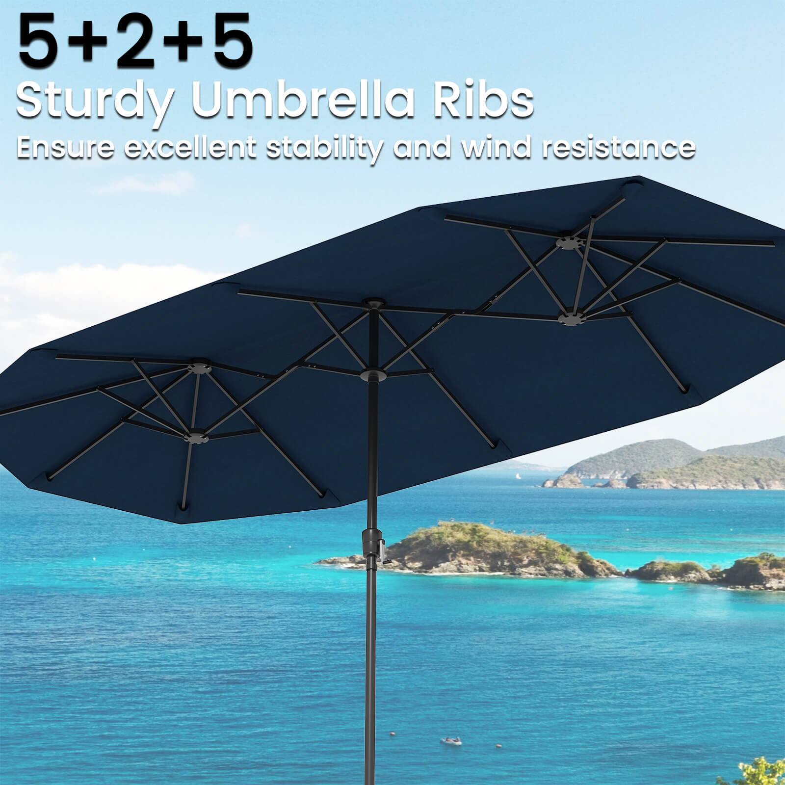 5+2+5+2+5 Sturdy Umbrella Ribs Ensure excellent stability and wind resistance.