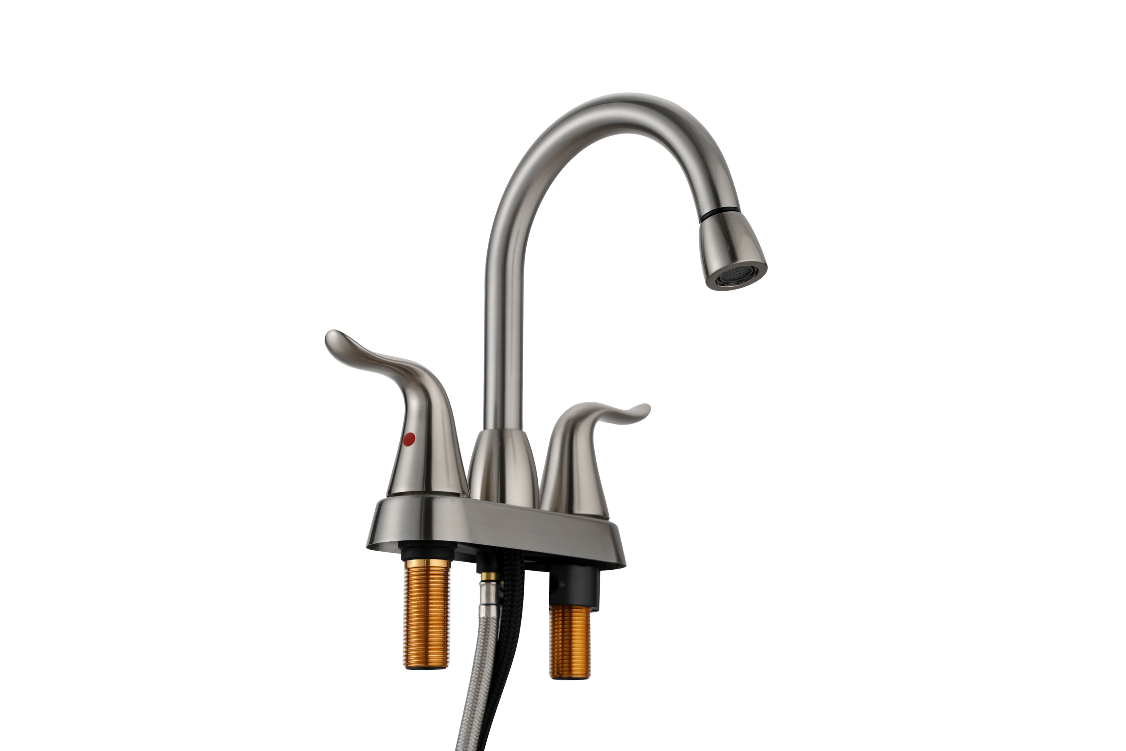 Angle. Bothwa Home - Bothwa home Pull-out Bathroom Faucet For bathroom Sink  With Two Handles And Supply Lines - Brushed Nickel.