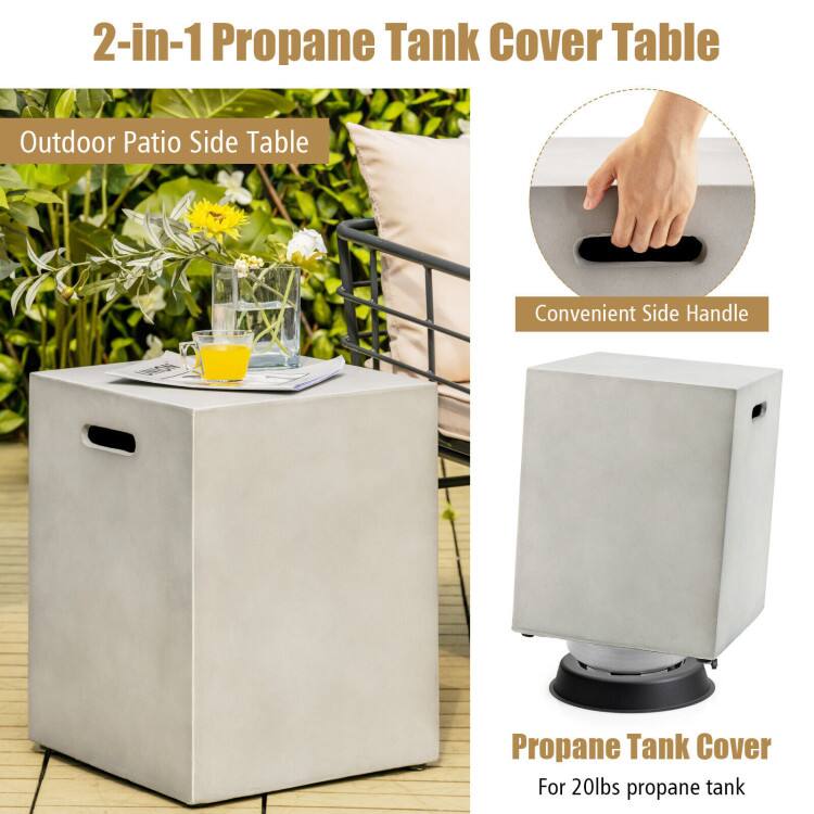 2-in-1 Propane Tank Cover Table

Outdoor Patio Side Table

Convenient Side Handle

Propane Tank Cover
For 20lbs propane tank