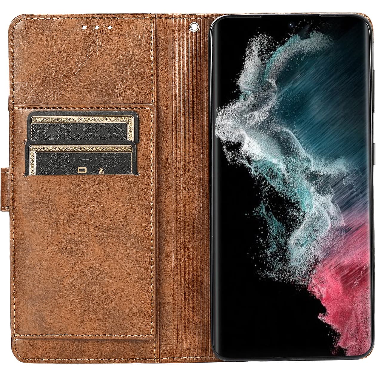 Alt View 13. SaharaCase - Folio Wallet Case for Samsung Galaxy S23 - Brown.