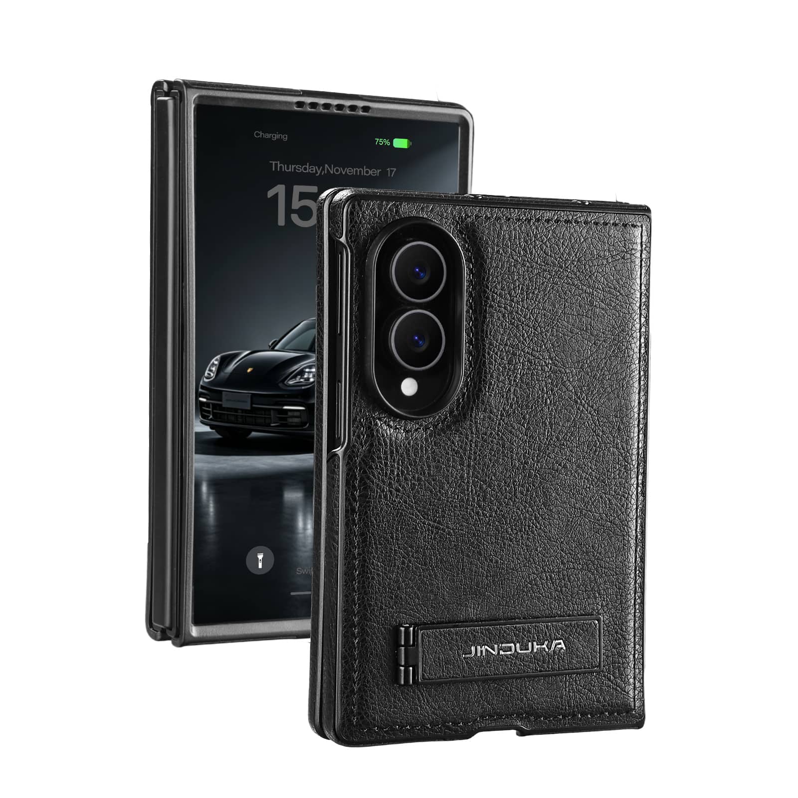 Dteck - Shockproof Case for Samsung Galaxy Z Fold8 with Adjustable Kickstand, Retro Leather Texture Rigid PC Protective Cover - Black price history on PriceWatchPro