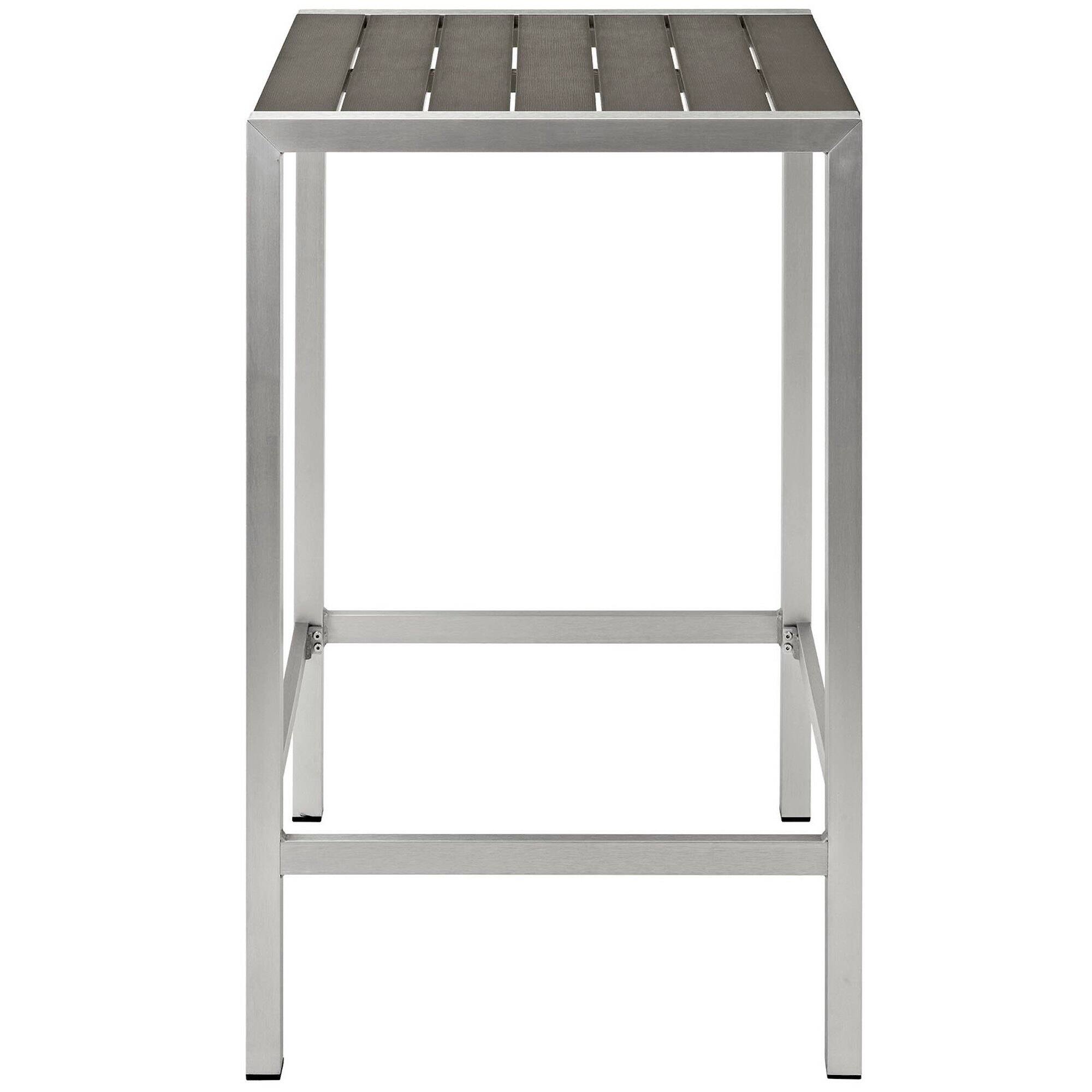 Left. Modway - Shore Outdoor Patio Aluminum Bar Table by Modway - Silver Gray.
