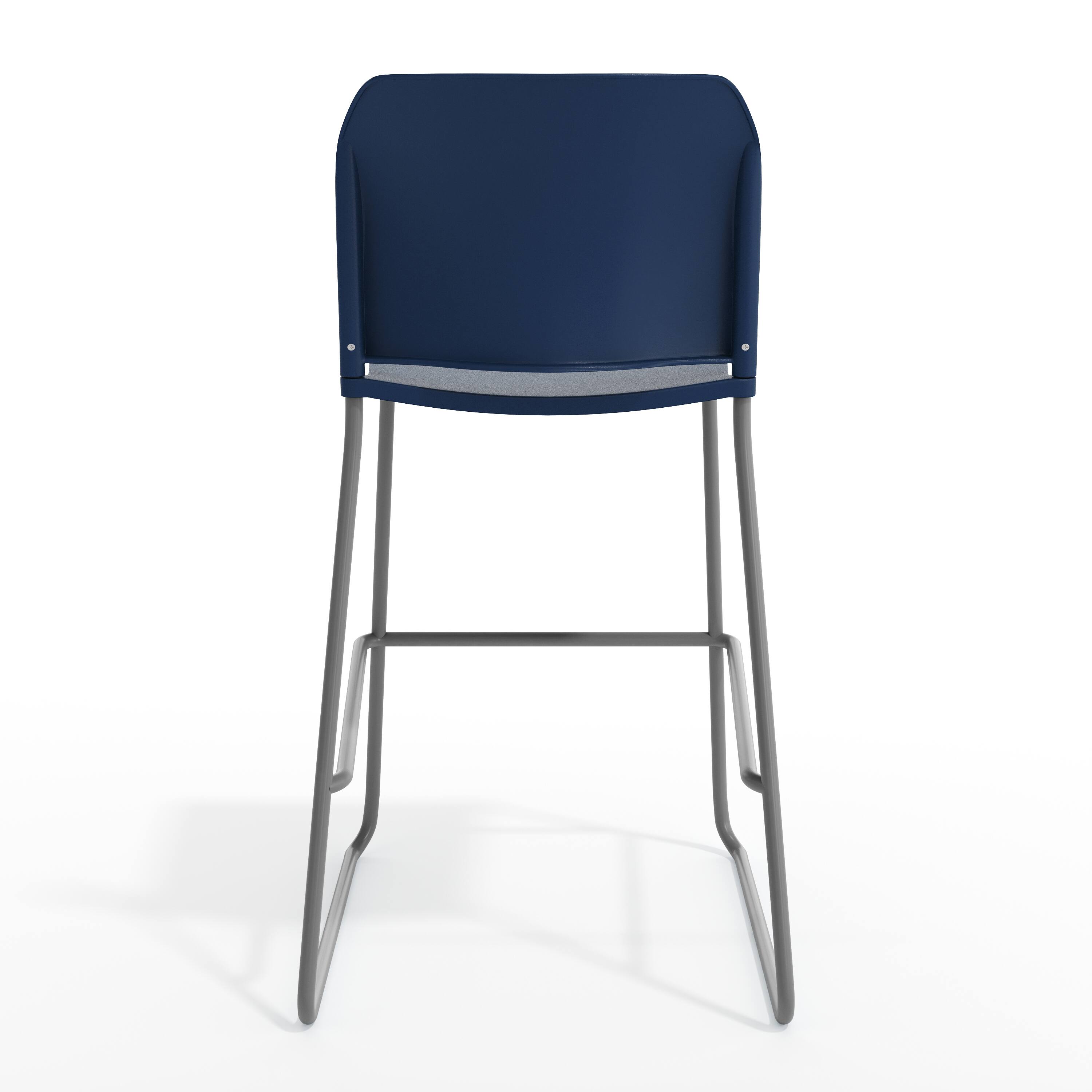 Alt View 7. Emma + Oliver - Calliope Stackable Office Reception Barstool with Contoured Backrest and Chrome Sled Base - Navy Plastic/Gray Frame.