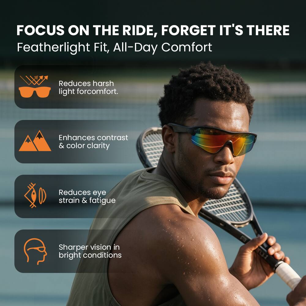 FOCUS ON THE RIDE, FORGET IT'S THERE  
Featherlight Fit, All-Day Comfort

- Reduces harsh light for comfort.
- Enhances contrast & color clarity
- Reduces eye strain & fatigue
- Sharper vision in bright conditions