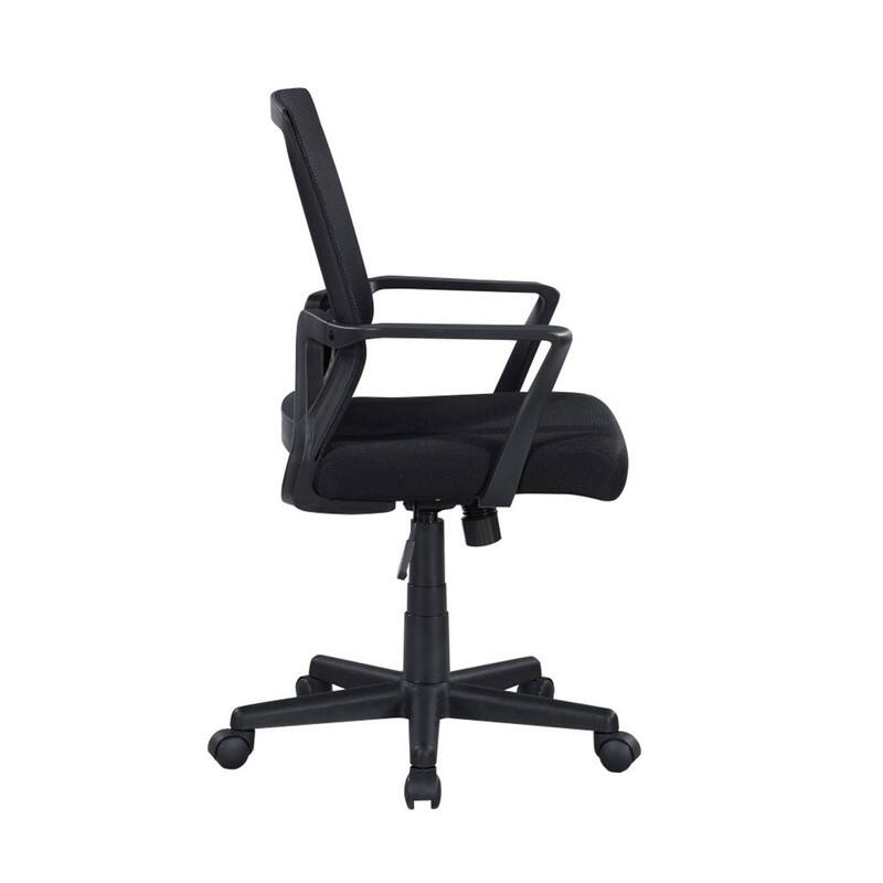 Alt View 1. HTUTWOO - Height Adjustable Office Task Chair, Breathable Mesh Backrest Ergonomic Mid-Back Chair,High-Density Foam Seat,Metal Base - Black.