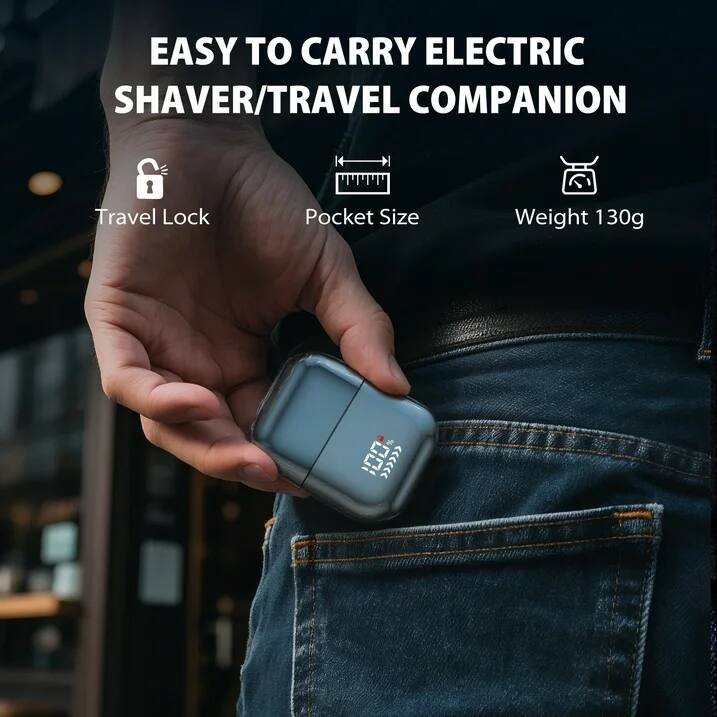 EASY TO CARRY ELECTRIC SHAVER/TRAVEL COMPANION

- Travel Lock
- Pocket Size
- Weight 130g