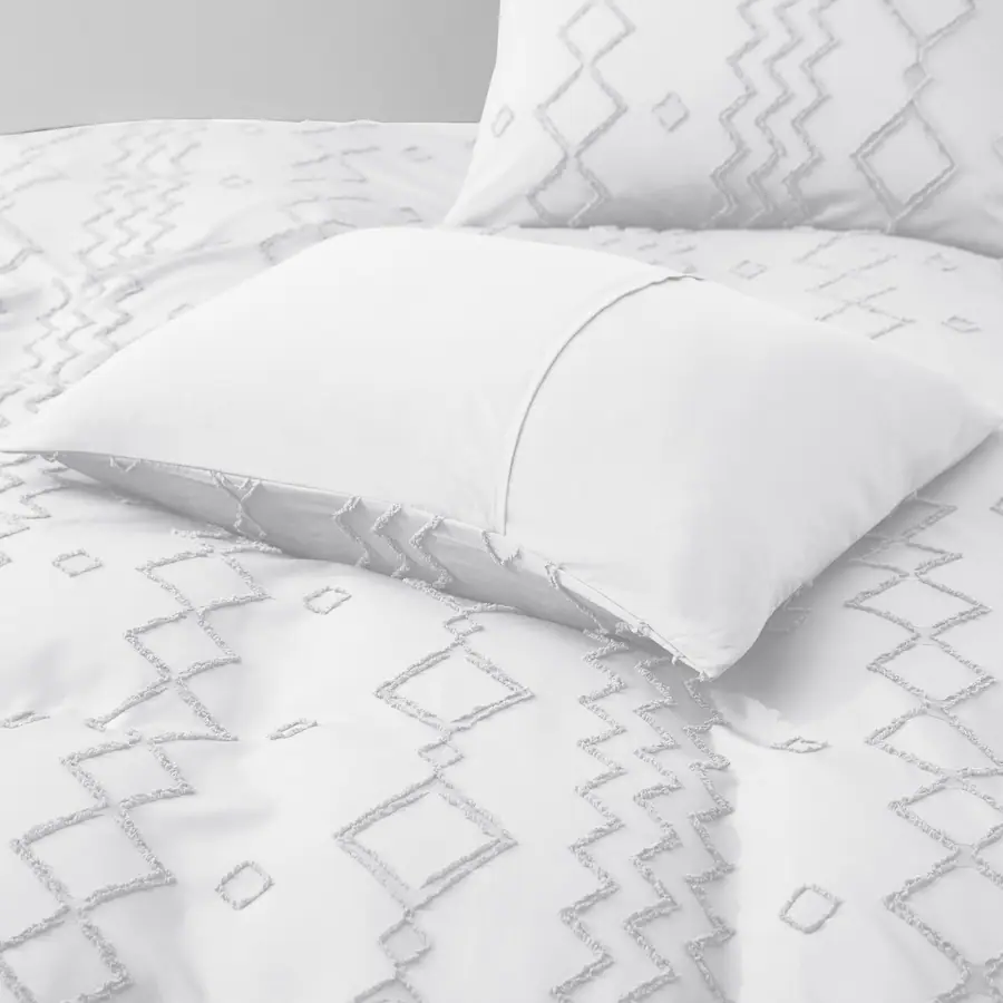 Peace Nest Tufted Clipped Jacquard Geometric Duvet Cover Diamond ...