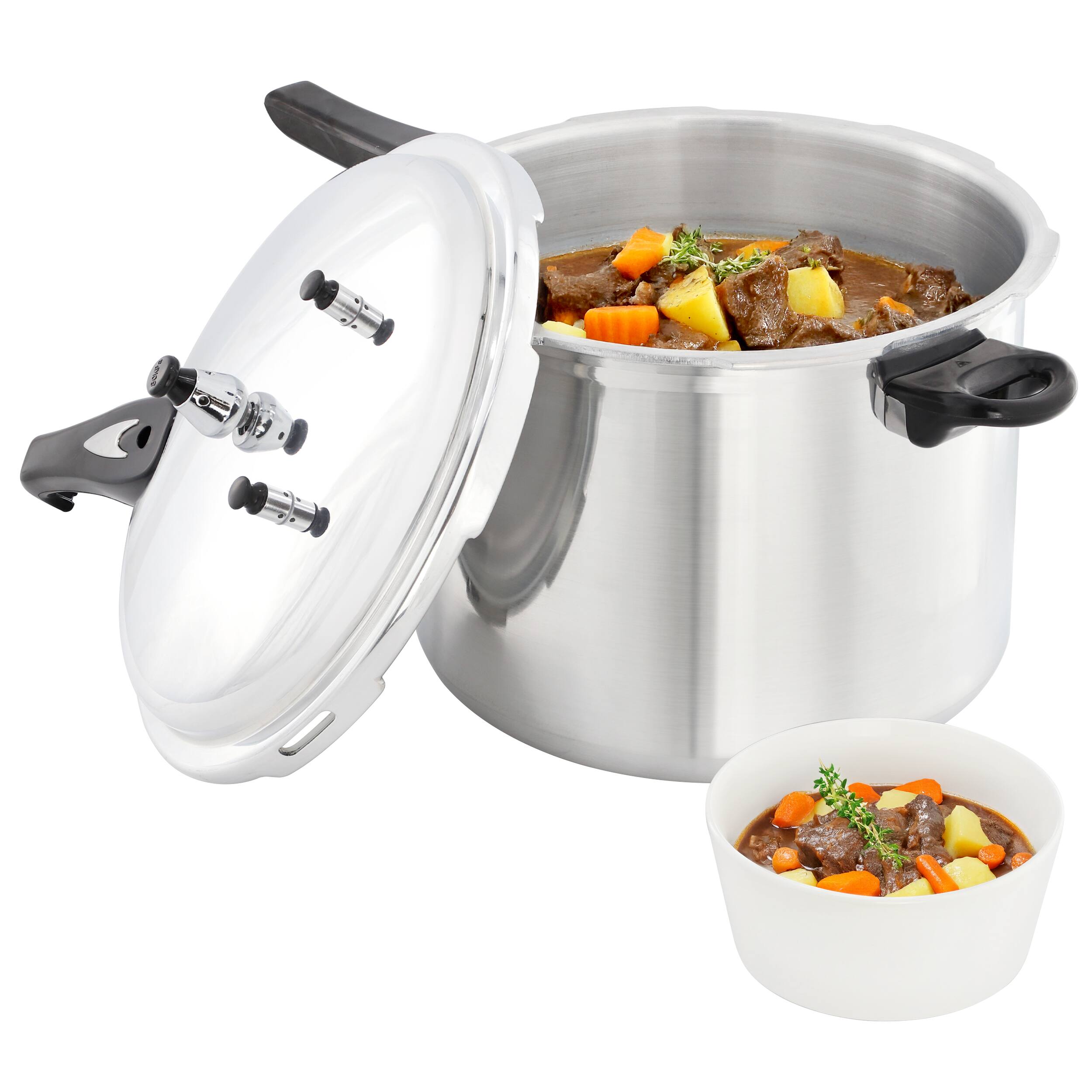 MegaChef - 11.5 Quart Induction and Stovetop Pressure Cooker with Steamer - Silver