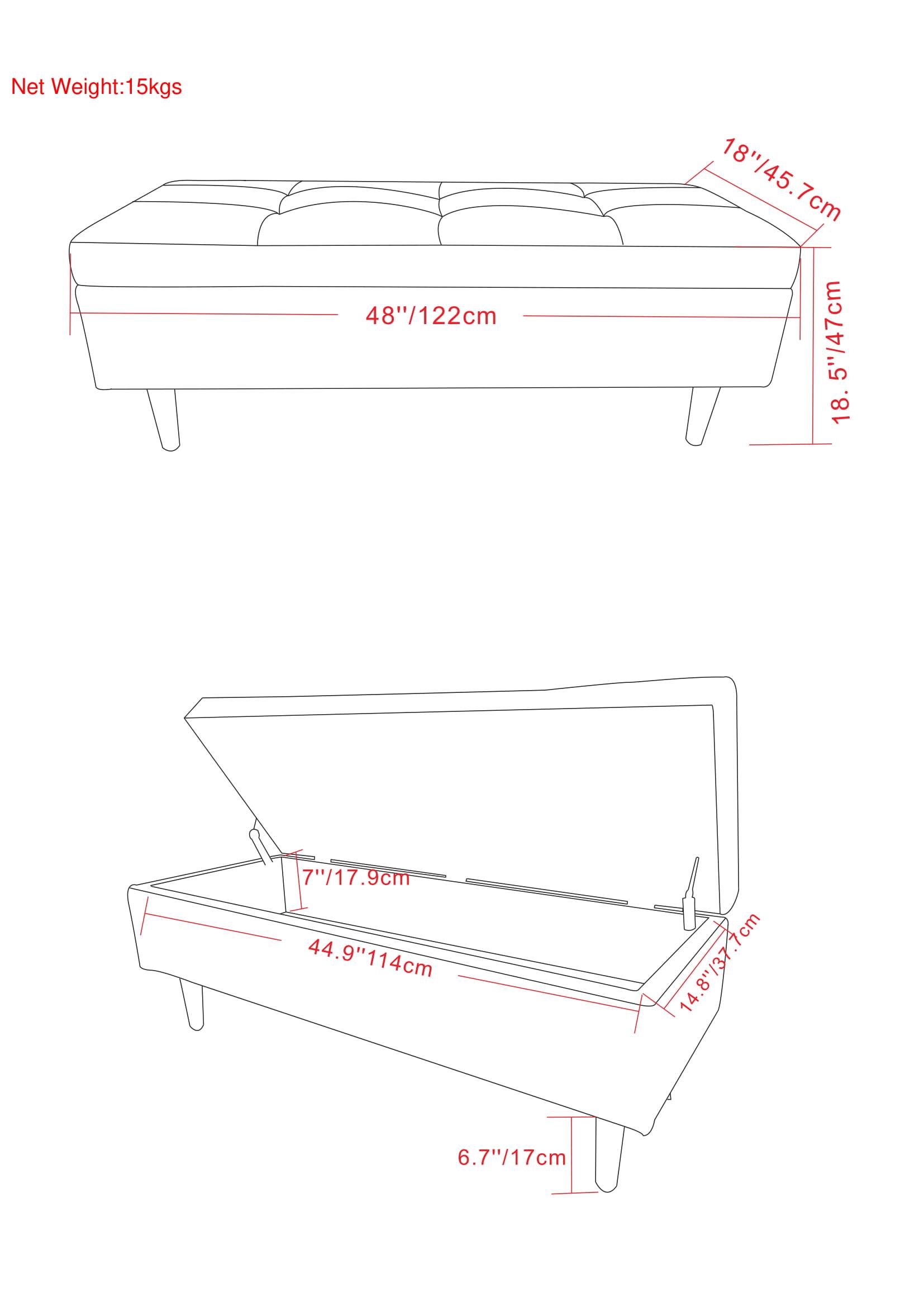 Alt View 15. Simpli Home - Shay Mid Century Rectangular Storage Ottoman - Distressed Chestnut Brown.