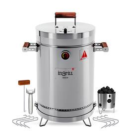 Ingrill - Charcoal Grills - Basic 12 lbs - Smoker Grill 3-in-1 for Cooking & Home BBQ - Stainless Steel