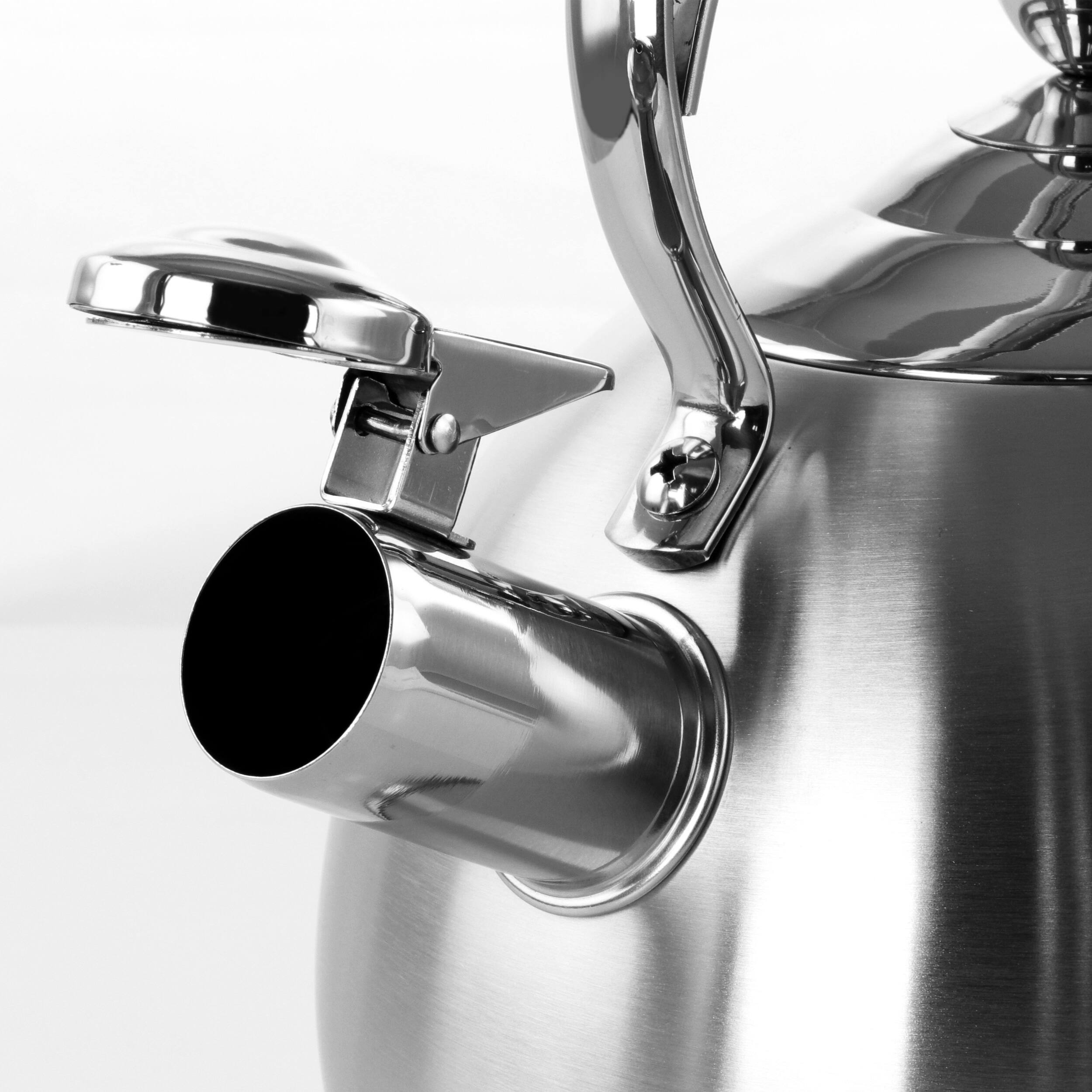 Alt View 6. MegaChef - MegaChef 3 Quart Round Stovetop Whistling Kettle in Brushed Silver - Silver.