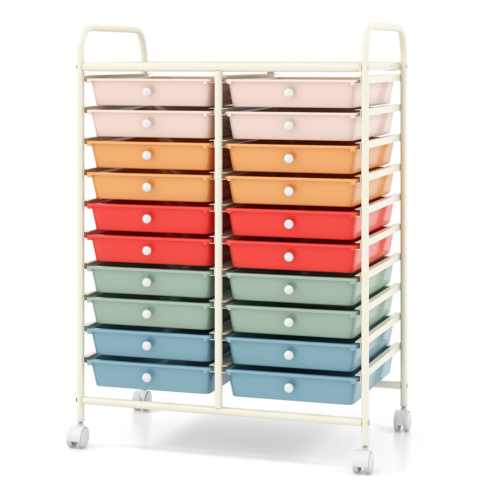 Alt View 9. Gymax - Gymax Office Rolling Cart 20 Storage Drawers Scrapbook Paper Studio Organizer Macaron - Macaron.