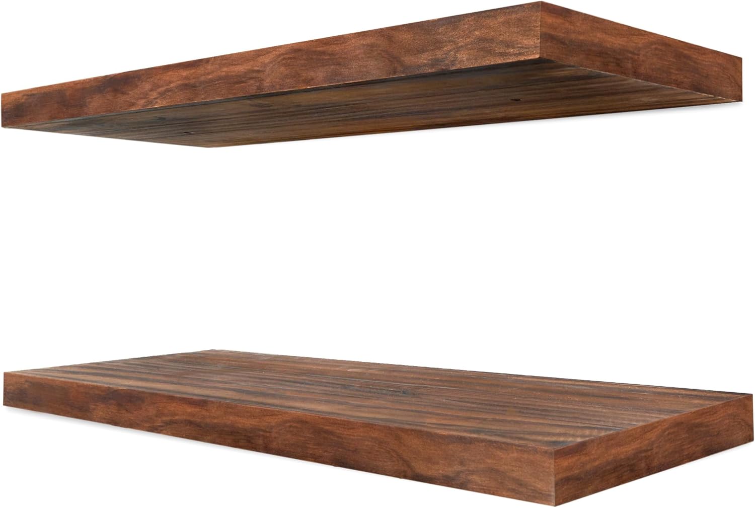 Back. Sorbus - Sorbus 2 Pack 16" Solid Wood Floating Shelves - for Bathroom Decor, Books, Bedroom & Living Room - Brown.
