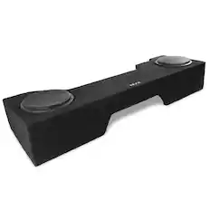 Front. NVX - 2014-2018 Silverado/Sierra Double Cab Bass Package - Dual 10" Sealed Subwoofer Enclosure & Amplifier Bundle - Black.