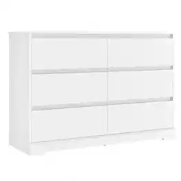 SKONYON - 6-Drawer Wooden Dresser, Horizontal Storage Organizer for Bedroom - White