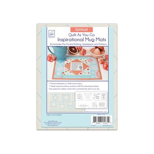 Spiritual Quilt As You Go Inspirational Mug Mats Kit Includes Pre-Printed Batting, Statements and Patterns

- Pre-printed statements on 100% cotton fabric
- Simple mug mat patterns printed on 80/20 cotton/poly batting
- Each piece has a velcro backing, automatically quilt as you sew
- Fabric for binding included

7 pieces - 10" x 10"