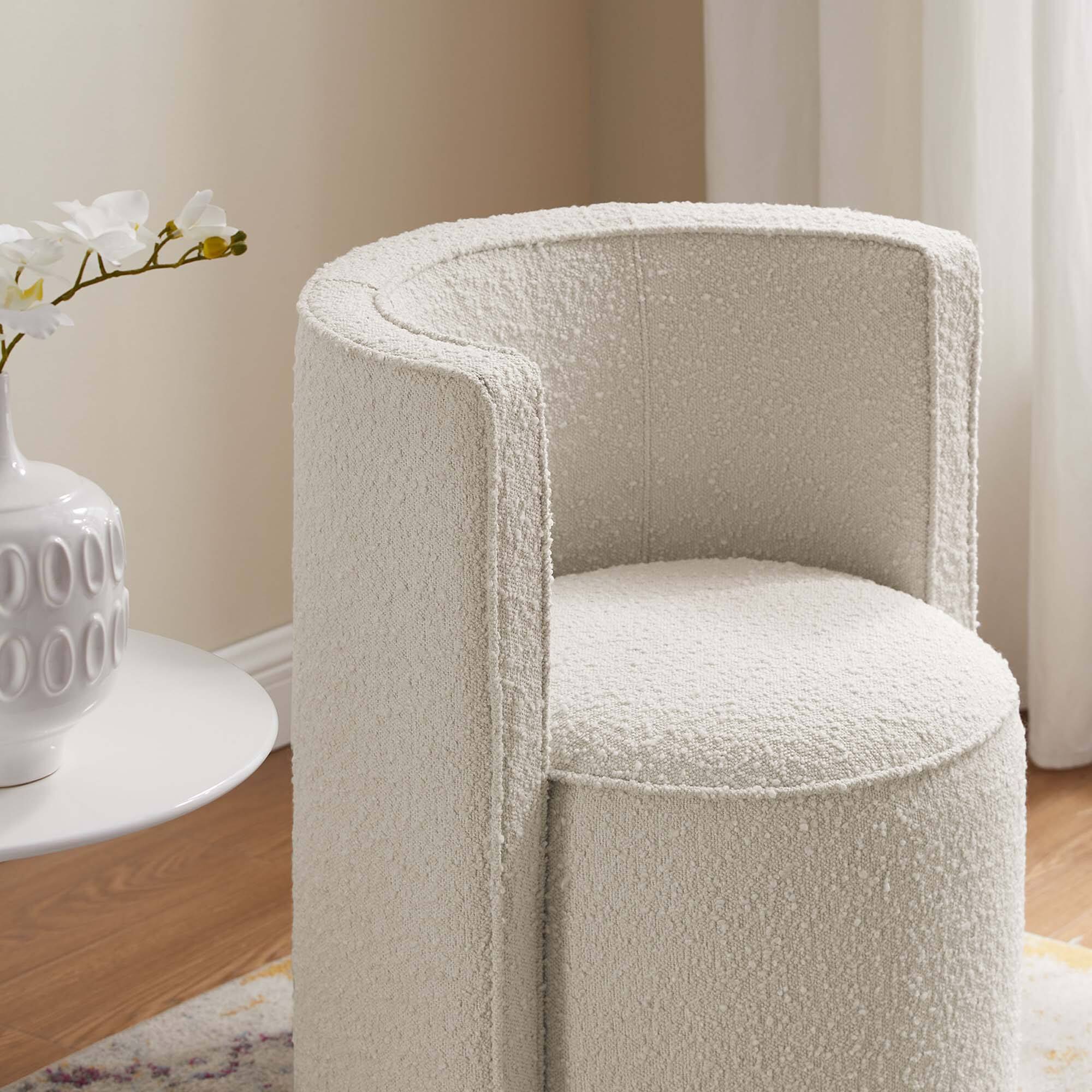 Alt View 1. Modway - Della Boucle Fabric Swivel Chair by Modway - Ivory.