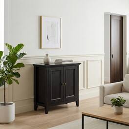 Simpli Home - Amherst 32 inch Wide Solid Wood Transitional Low Storage Cabinet - Hickory Brown