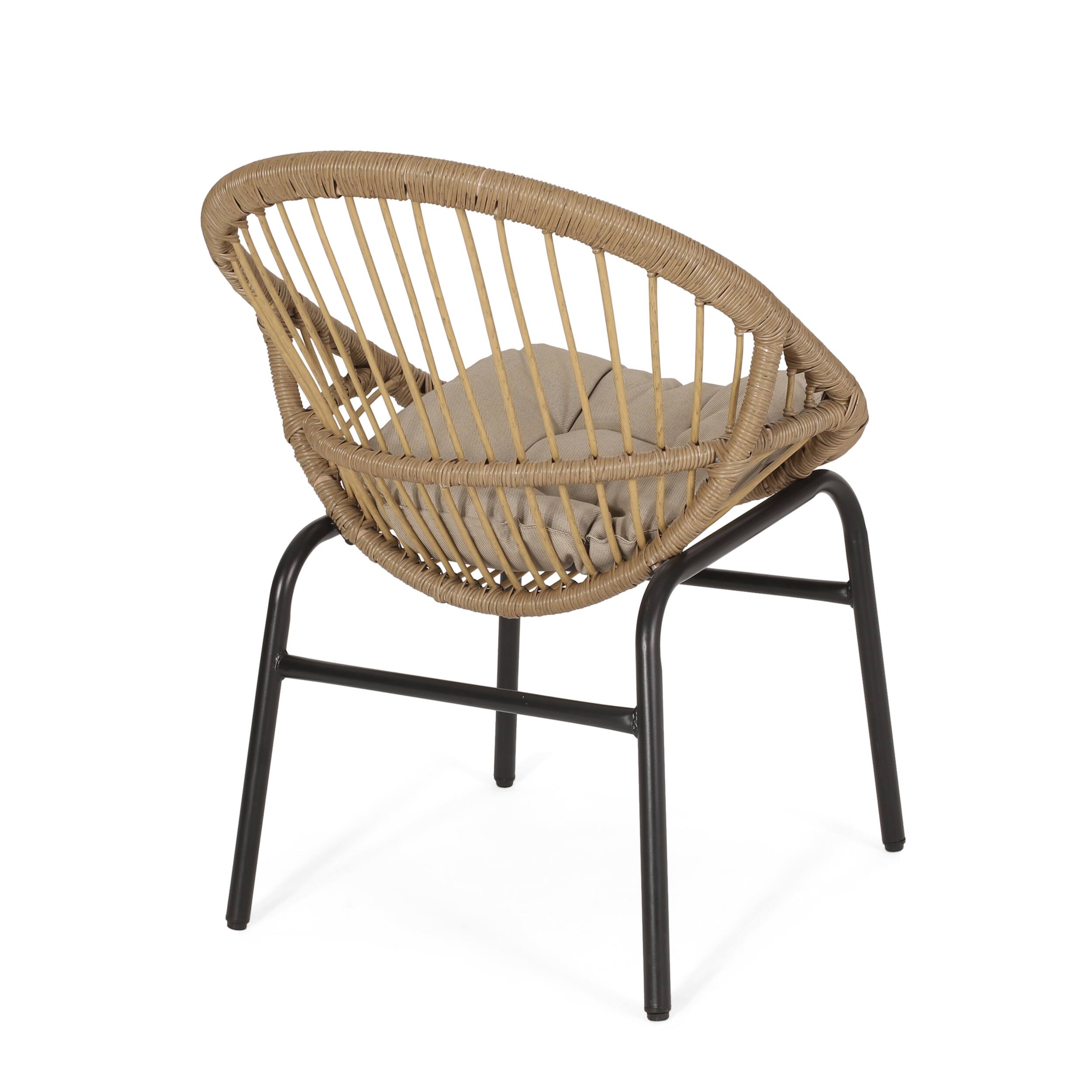 Alt View 2. Mondawe - Set of 2 Rattan Dining Chairs with Water-Resistant Cushions - Brown.