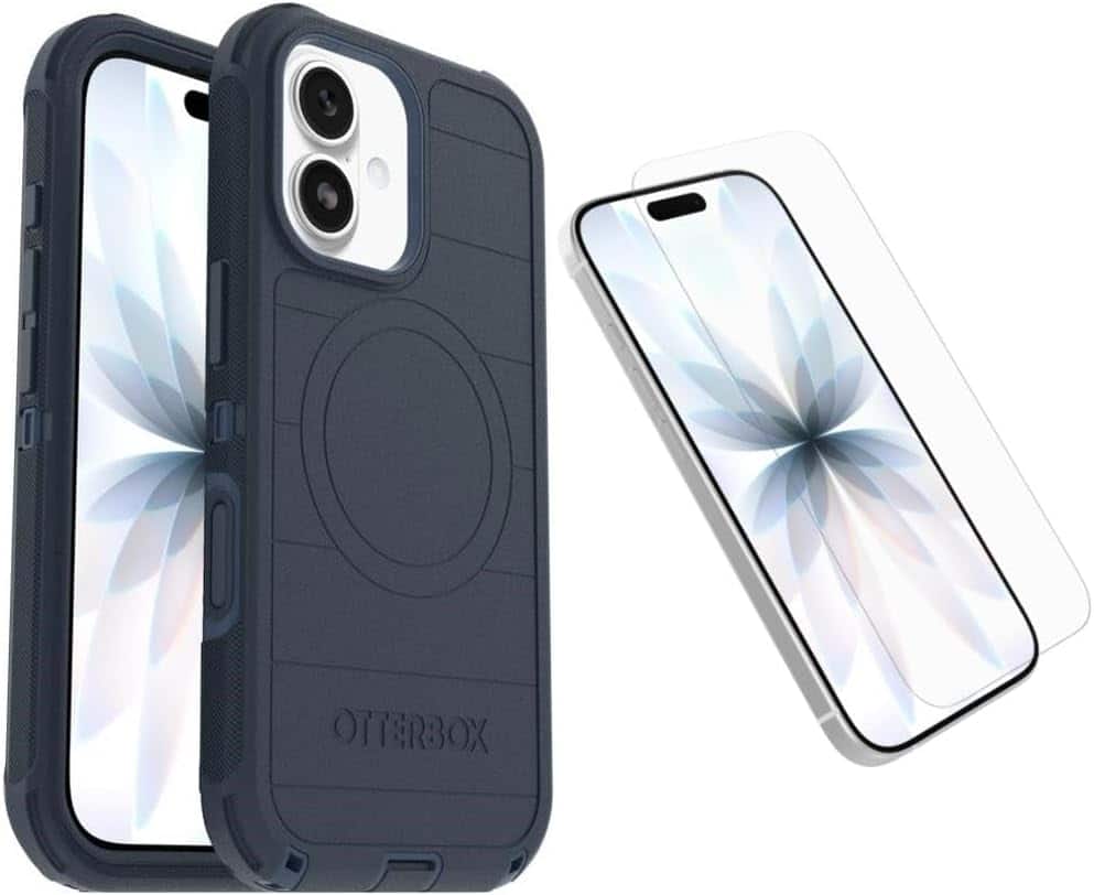 OtterBox - iPhone 17 (Only) Bundle: Defender Series Case & Screen Protector - Case Only - Rugged - Snaps on MagSafe - Blue Sentiment