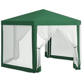 Outsunny - 13' x 11' Outdoor Party Tent, Hexagon Sun Shade Shelter Canopy with Protective Mesh Screen Sidewalls, Ropes & Stakes - Green