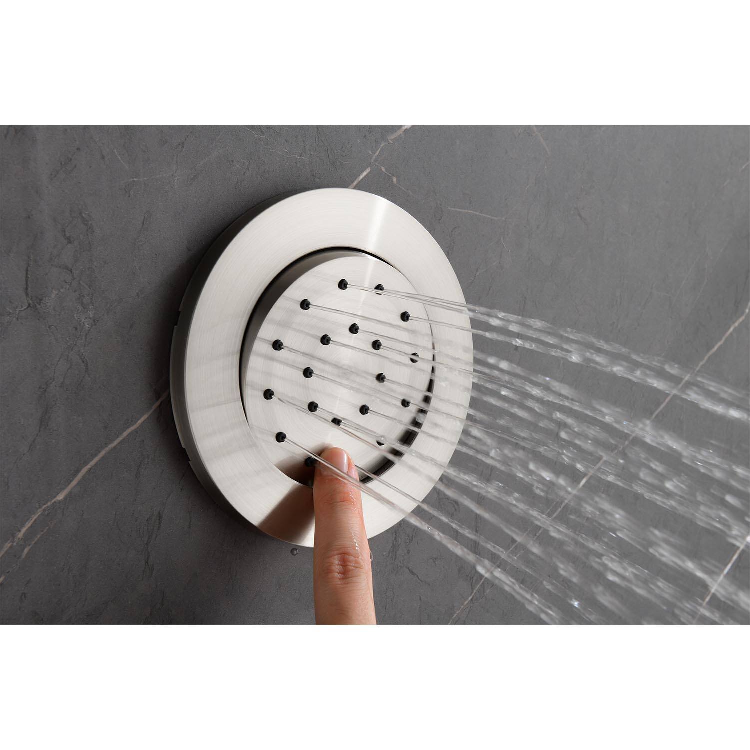 Alt View 8. APRILSOUL - Shower System Rain Handheld Head Slide Bar Bodysprays Arm Hose Valve Trim - Brushed Nickel.