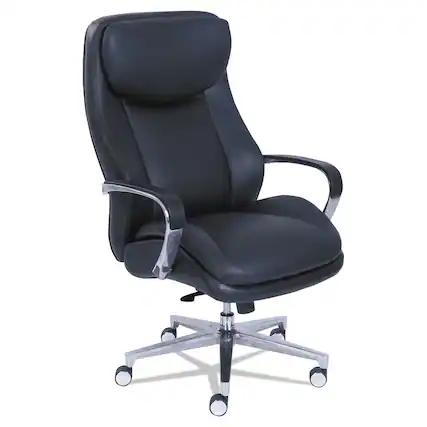 Front. La-Z-Boy - Big/Tall Executive Chair, Supports Up to 400 lb, 20.5" to 23.5" Seat Height, Black Seat/Back, Silver Base - Black.