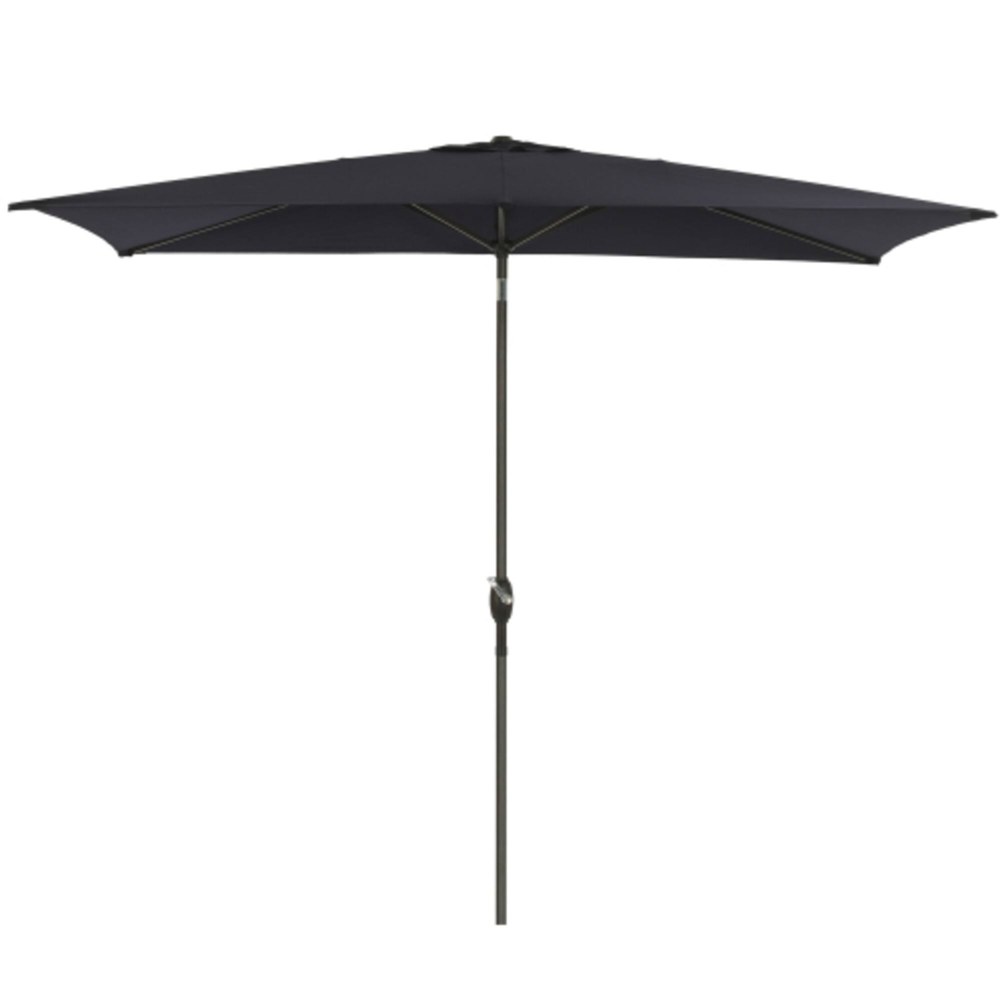 Mondawe - 6.5 x 10 ft Rectangular Patio Umbrella with Crank, Tilt, Polyester UV-Resistant Canopy - Black