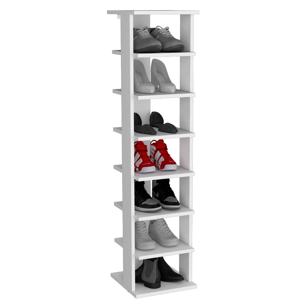 Alt View 2. Loheer - Loheer 8-tier vertical shoe rack, narrow shoe tower for small spaces, 48.7 inch tall white - White.