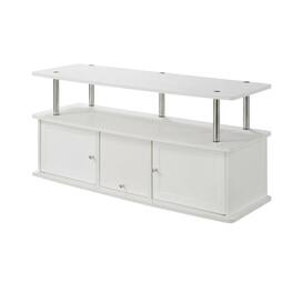 FurniFact - TV Stand with 3 Storage Cabinets and Shelf for Up to 55-Inch TVs - White