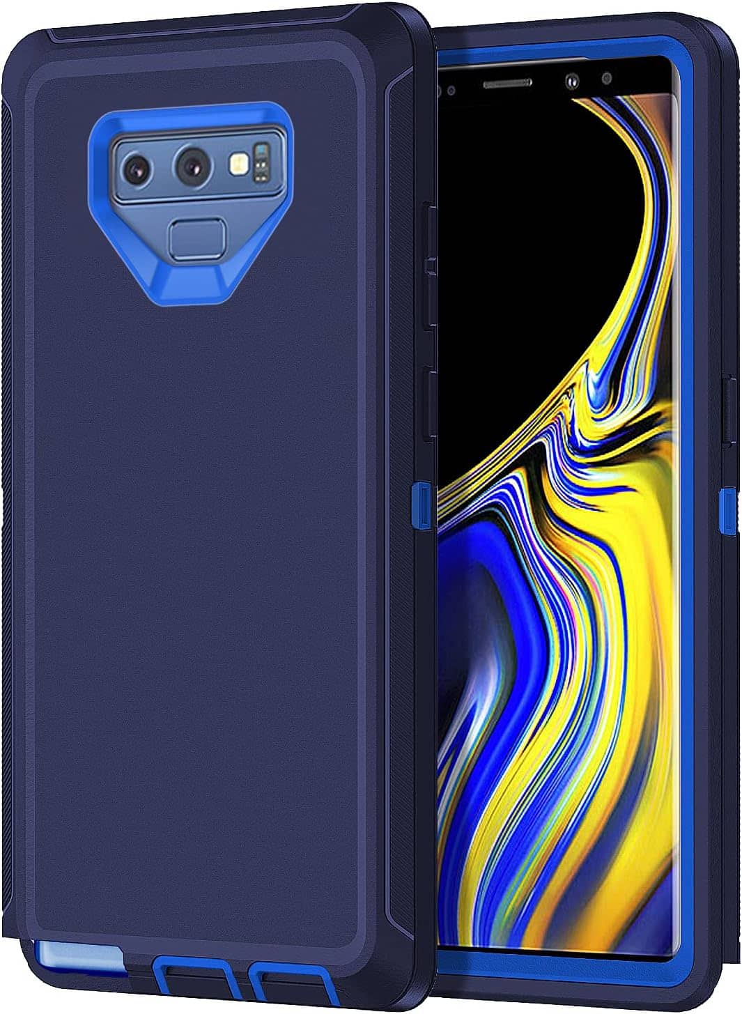 Front. Entronix - Entronix Galaxy Note 9 Case - Heavy Duty Triple-Layer Protection for Ultimate Safety - Navy.